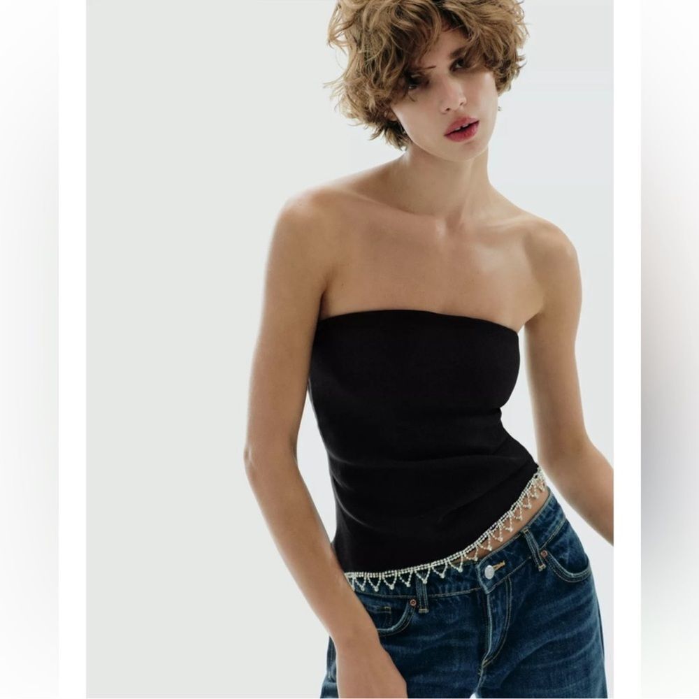 ZARA JEWEL STRAPLESS TOP